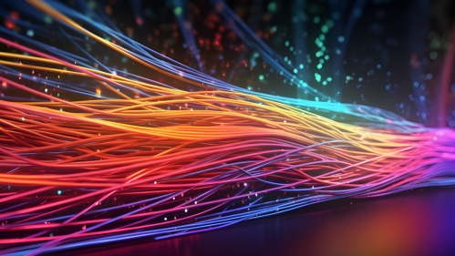 Coloured electric cables and led, optical fiber, intense colours.