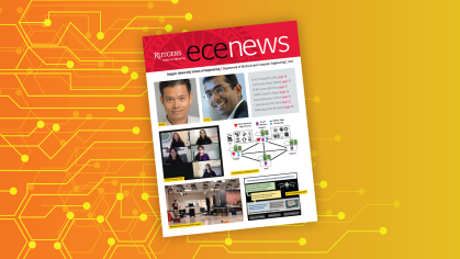 Newsletter cover page on a yellow background.