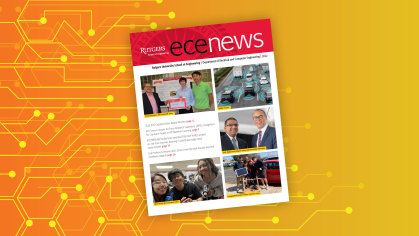 Newsletter cover page on a yellow background.