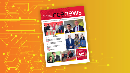 Newsletter cover page on a yellow background.