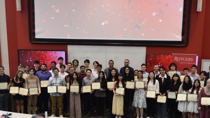 group photo of winners and advisors