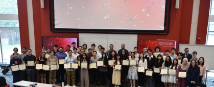 group photo of winners and advisors